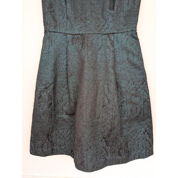 Anthro HD in Paris Dress Emerald Facet Metallic Bow Back Green Black Size 2P - Picture 5 of 13